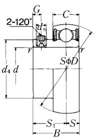 AS204-012D1 Корпусный шарикоподшипник со стопорным винтом, дюймовый размерный ряд NTN